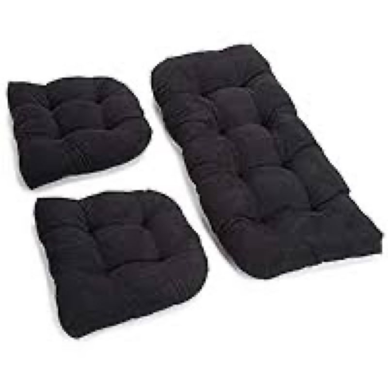 blazing needles, l.p. microsuede rounded back set settee cushions, 42" x 19", black, 3 count