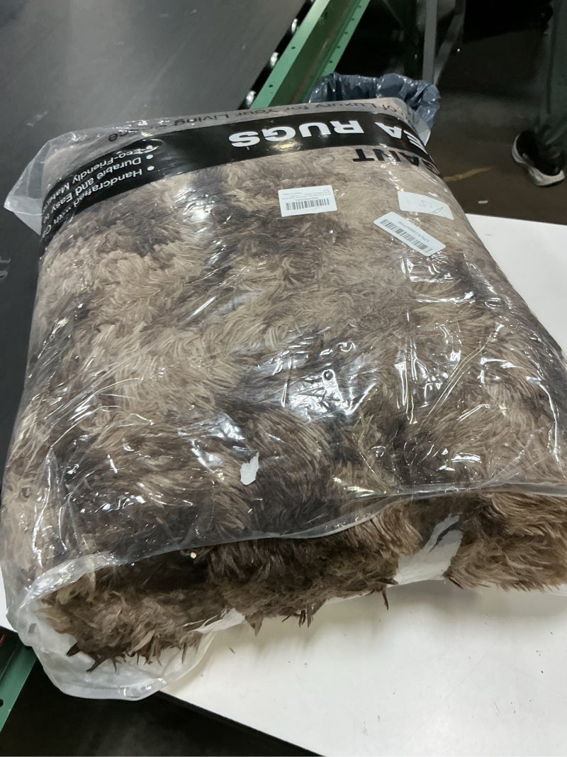 Condition photo showing As Is for shag area rugs for bedroom living room,8x10 ultra soft fluffy area rugs for dorm,indoor carpet nursery rugs for kids girls room home decor, mottling brown 8' x 10' (rectangular) mottling brown