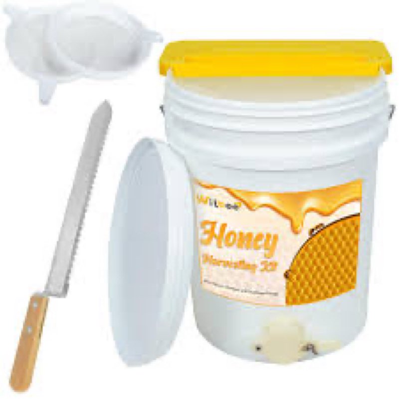 5 Gallon Honey Bucket with Honey Gate Valve Kit - Plastic Double Layer Strainer, Uncapping Knife, Ho