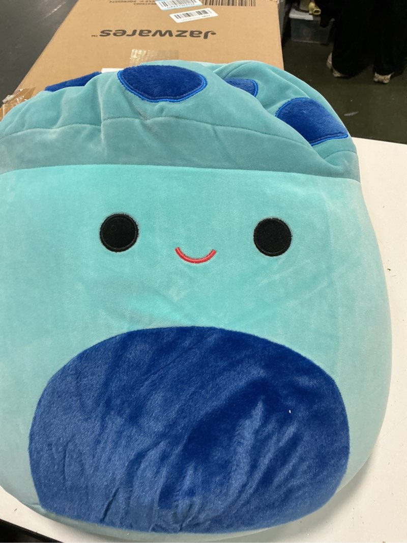 Condition photo showing Good Condition for Squishmallows Original 16-Inch Ankur Teal Mushroom with Fuzzy Blue Spots and Belly - Official Jazwares Large Plush