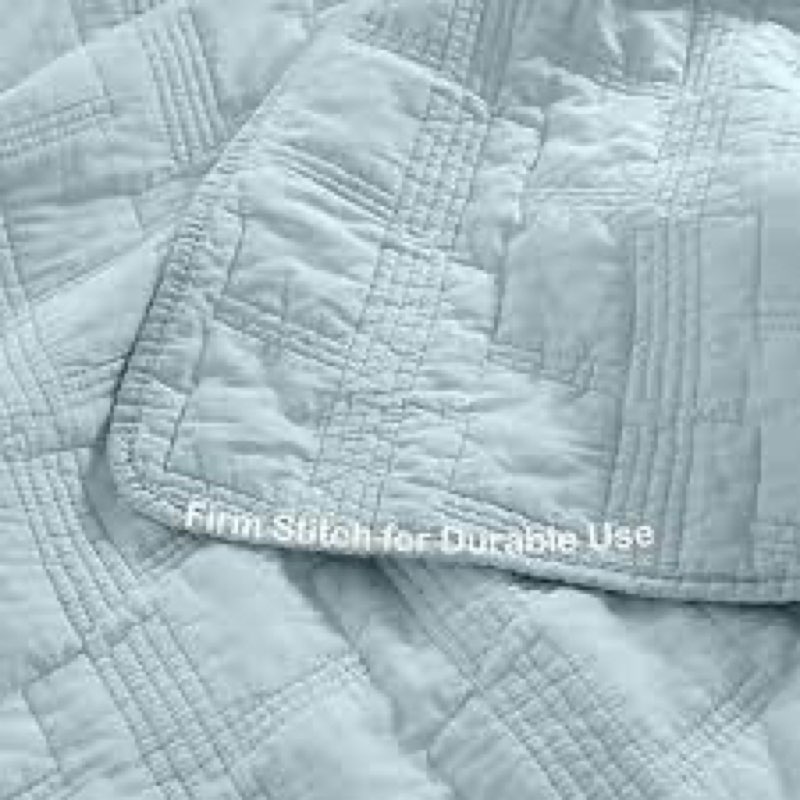 horimote home 100% cotton quilt set queen size, baby blue pre-washed 3-piece bedspread coverlet set, cozy lightweight stitching bedding cover with 2 shams in geometric pattern for all season