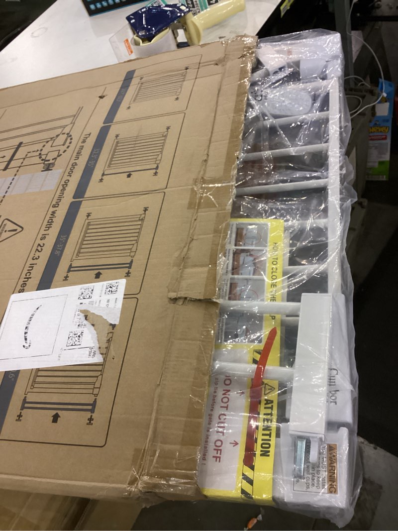 Condition photo showing Good Condition for Cumbor 29.7-40.6" Baby Gate for Stairs, Mom's Choice Awards Winner-Dog Gate for Doorways, Pressure Mounted Auto-Close Pet Gates for Dogs Indoor, Safety Child Gate with Easy Walk Thru Door, White White 29.7-40.6"W x 30.5"H