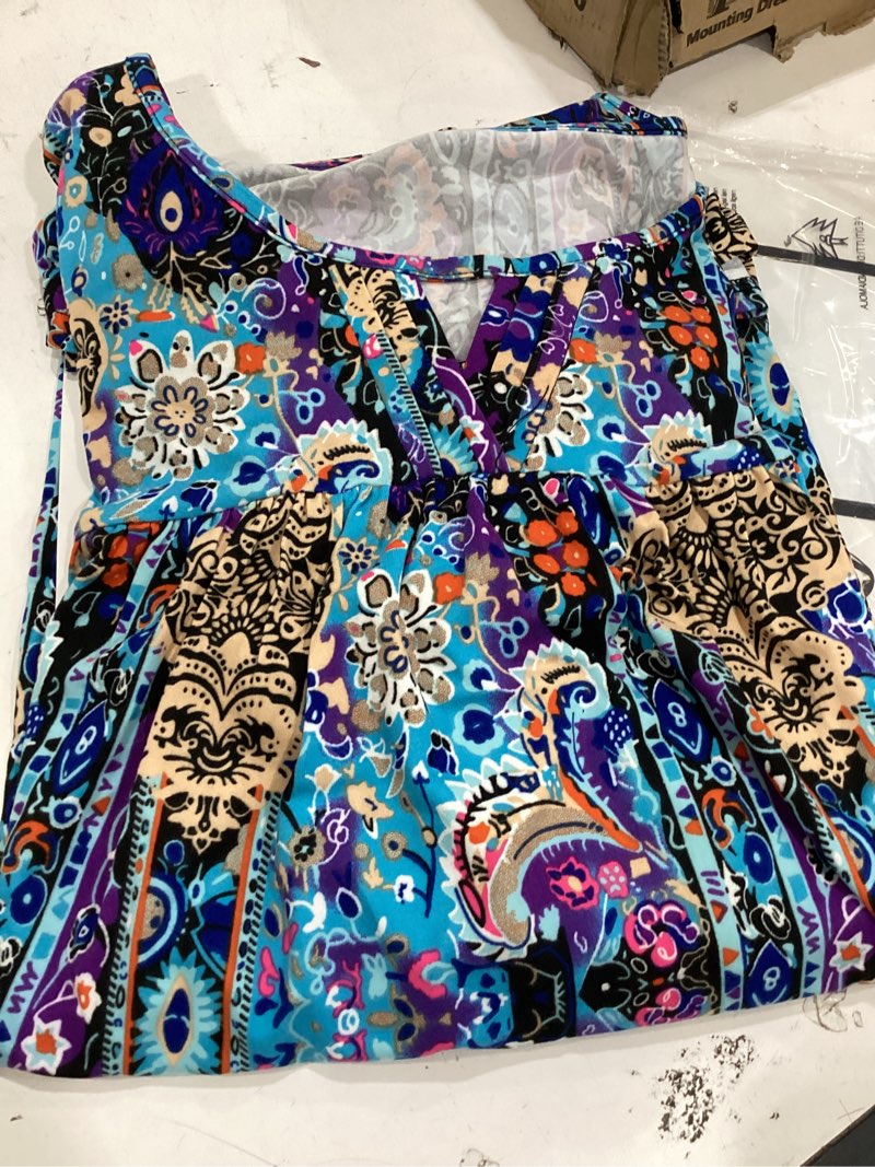Condition photo showing As Is for crazy grid womens summer tops short sleeve tshirt summer floral boho shirts casual flowy tee comfy blouses small bclassicalblue