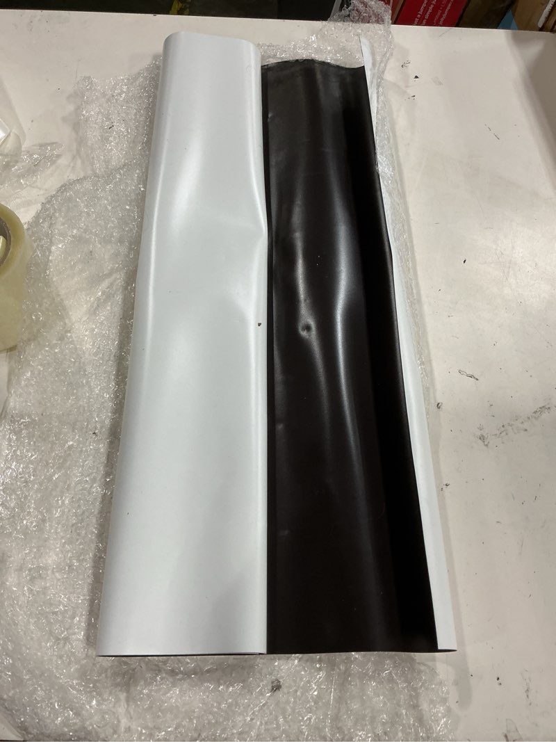 Condition photo showing As Is for magnetic white material - extremely strong & flexible magnetic sheet roll matte white -30 mil / 0.03" thickness - 24" w x 12" l – 1 sheet 1 pack 1