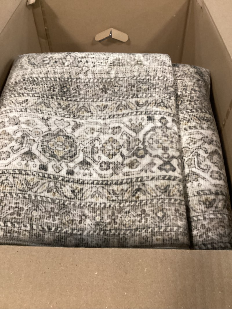 Condition photo showing Good Condition for Washable Area Rugs for Living Room: 8x10 Bedroom Area Rugs Boho Vintage Rugs Stain Resistant Non Slip Low Pile Soft Lightweight Carpet for Kitchen Dining Room Farmhouse Nursery Kids Room Home Office