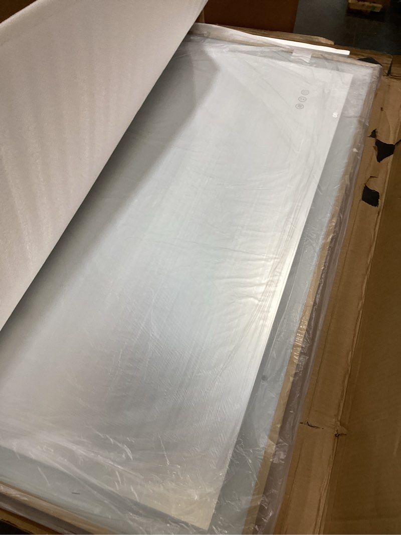 Condition photo showing Good Condition for led mirror for bathroom 44x36 inch gold framed with anti-fog, stepless dimmable, front lit, led bathroom vanity mirror for wall, memory function, shatter-proof