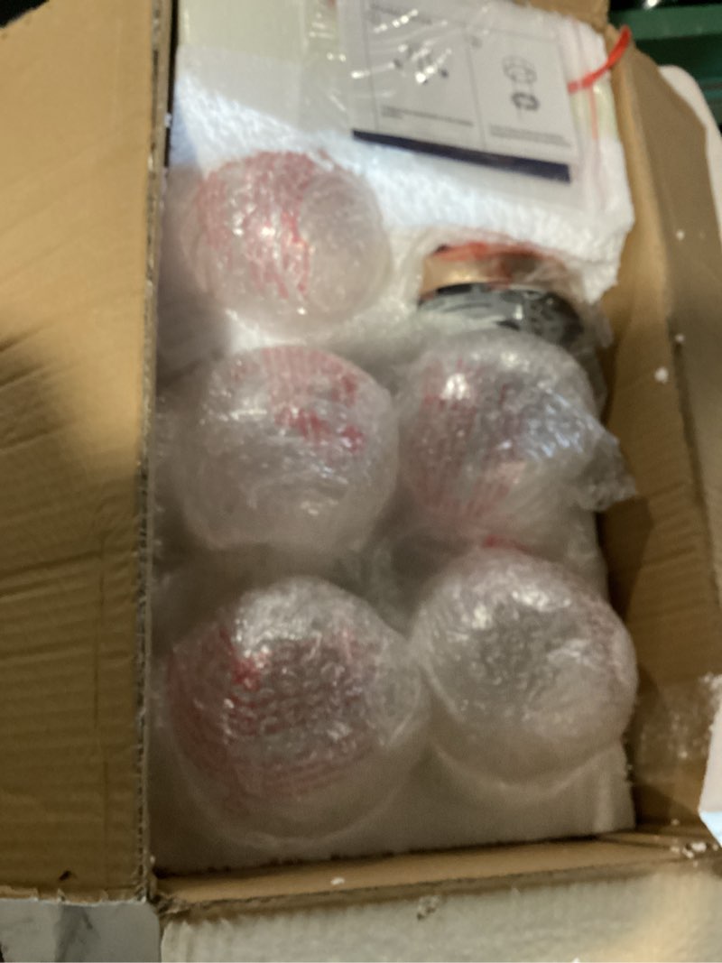 Condition photo showing Good Condition for gold bubble glass chandelier, 5-light clear ribbed glass sputnik flush mount ceiling light, globe bubble light chandelier with ball swirled shade for bedroom hallway dining room kithcen foyer passway 15.35inch gold & clear swirled