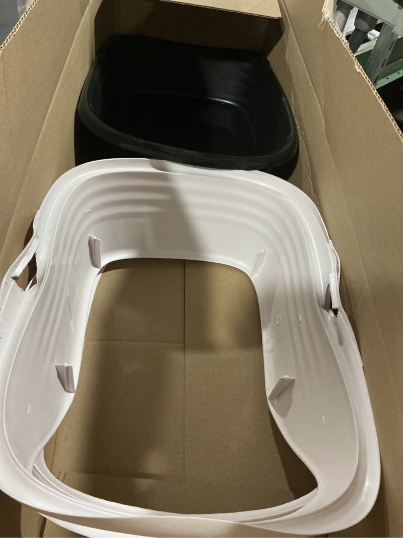 Condition photo showing As Is for arm & hammer rimmed cat litter box with high sides and microban, made in usa | tall sturdy walls help contain spray, scatter and spills, easy everyday scooping, durable tray suits messy diggers at home pearl white/ dark gray standard