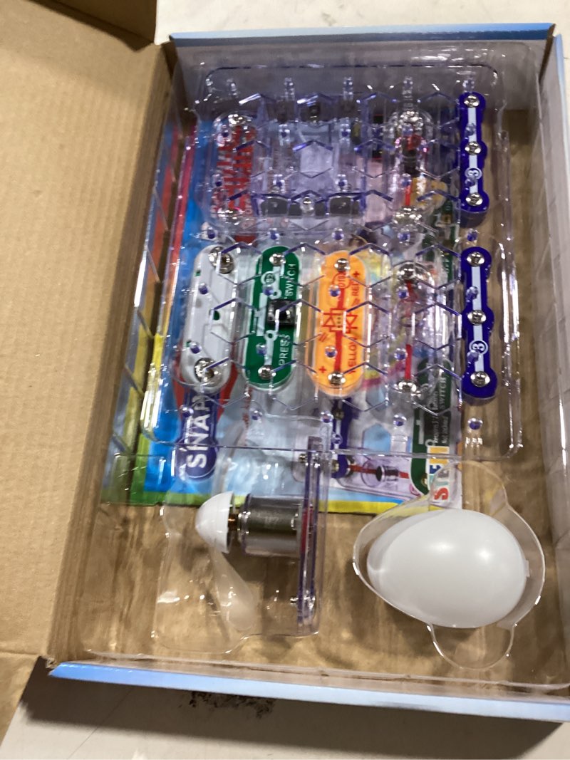Condition photo showing As Is for snap circuits beginner, electronics exploration kit, stem kit for ages 5-9 (scb-20)