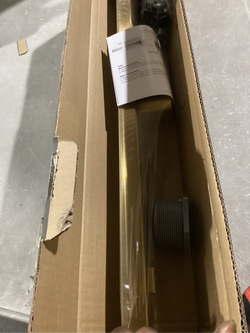 Condition photo showing Good Condition for Gold Shower Drain, 24 Inch Linear Shower Drain with Removable Tile Insert Grate, 2 in 1 Bathroom Modern 304 Stainless Steel Brushed Gold Shower Floor Drain with Adjustable Feet,Hair Strainer Brushed Gold 24IN