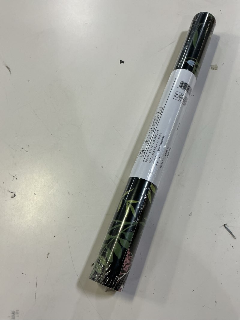 Condition photo showing New/Like New for roommates rmk12180plw black meadow mix peel and stick wallpaper black/green/pink