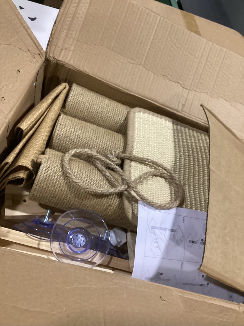 Condition photo showing Good Condition for cat window perch with scratching post & step, 47" adjustable window perch for large cats, cat hammock for window with suction cups, multi-level cat tree for climbing, sunbath, bird watching