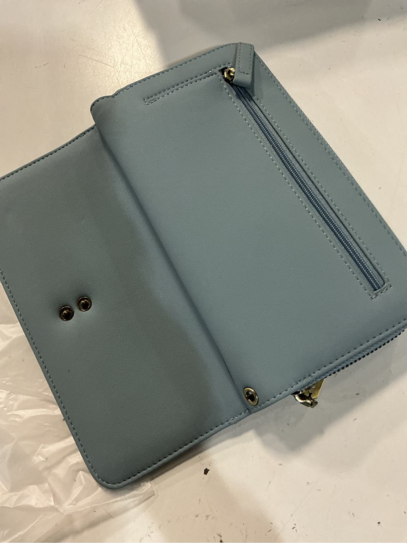 Condition photo showing Good Condition for gaekeao wallet for women clutch rfid blocking wristlet leather purse large capacity credit card holder with grip hand strap blue