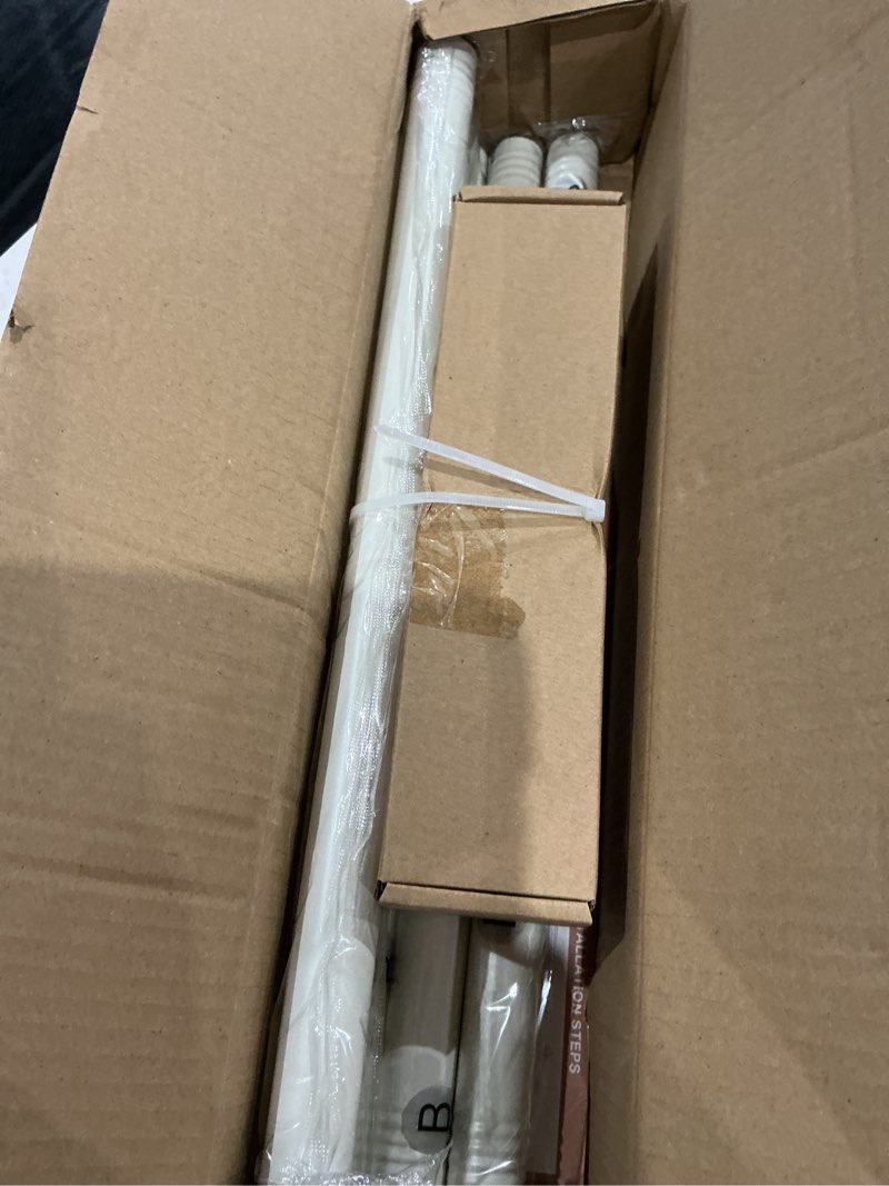 Condition photo showing Good Condition for antique white curtain rods for windows 48 to 84 inch, decorative heavy duty single-side adjustable 1'' diameter off white drapery rod, vintage rustic metal curtain pole for farmhouse white 36''-88'' (1 pack)