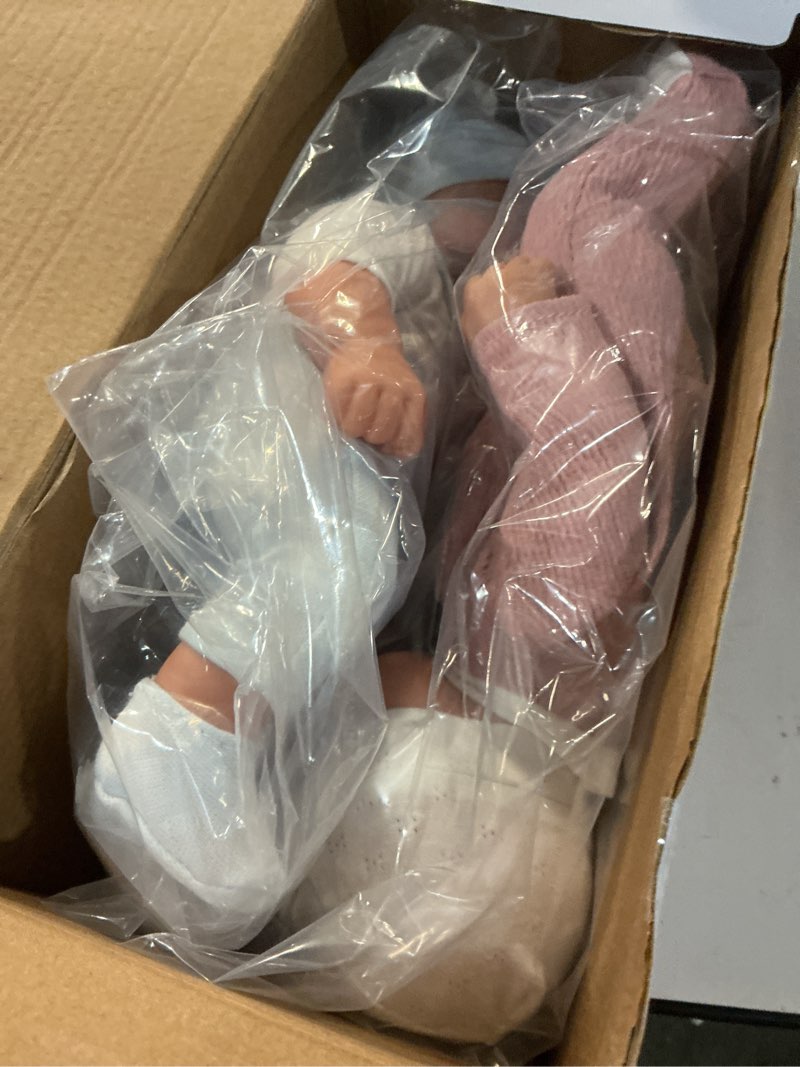 Condition photo showing New/Like New for enjoyin 12'' twins baby doll playset with accessories includes boy and girl dolls, 2 powder bottles, and 2 pacifiers, ideal gift for children age 3+