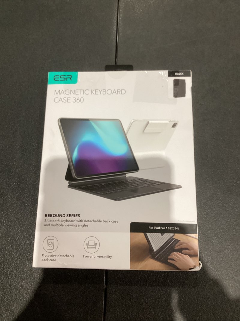 Condition photo showing New/Like New for ESR iPad Pro 13 Inch Case with Keyboard (M5/M4, 2025/2024), iPad Pro 13 Keyboard Case with Easy-Set Magnetic Stand, Portrait/Raised Modes for iPad Pro 13, Removable, Rebound 360 Series, Black iPad Pro 13 2024 Black