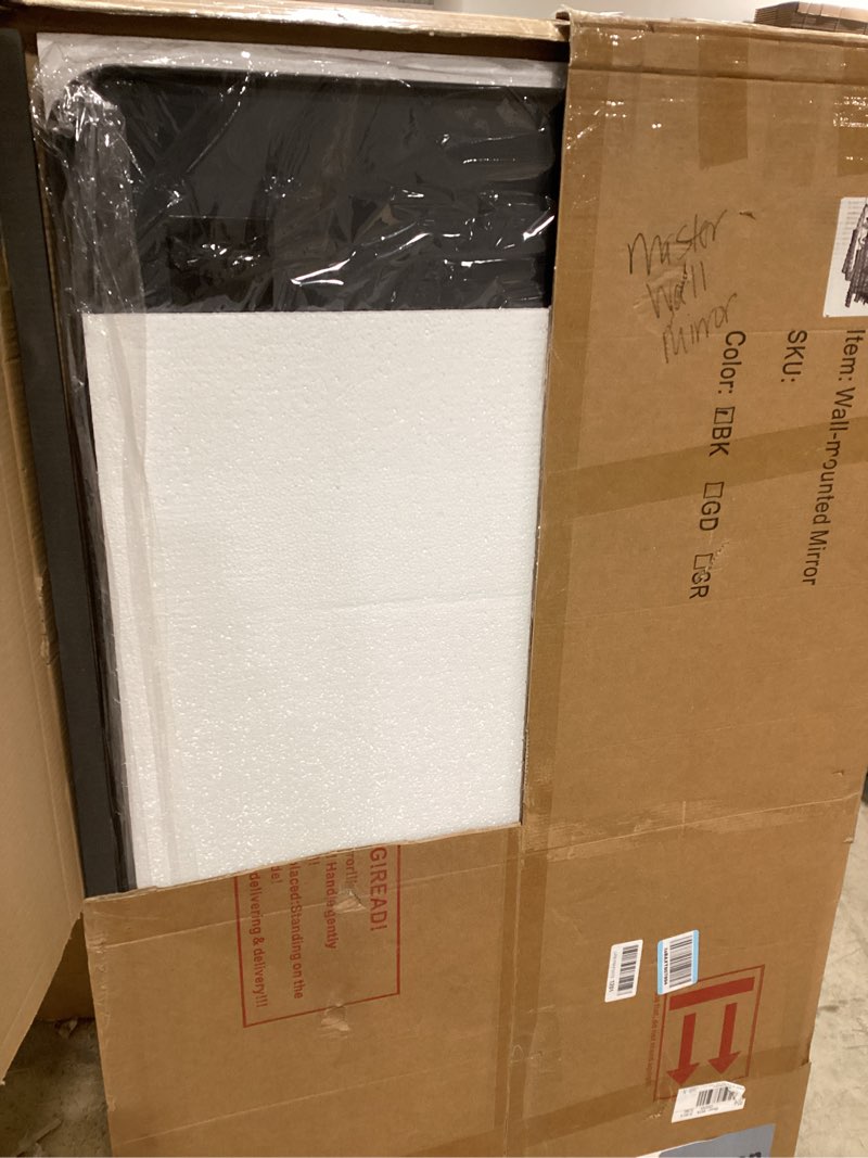 Condition photo showing New/Like New for Furnbar Bathroom Mirror 55" x 30", Large Rectangle Wall Mirror, Black Metal Frame Wall Mounted Mirro