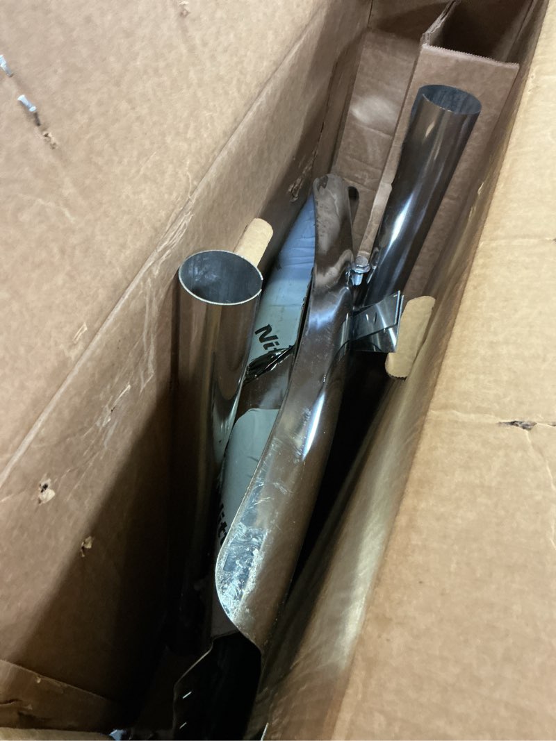 Condition photo showing As Is for 24"x24" stainless steel quarter fender set mud flap hangers with single bolt mounting brackets fit for semi truck, 2pcs standard 24"x24"