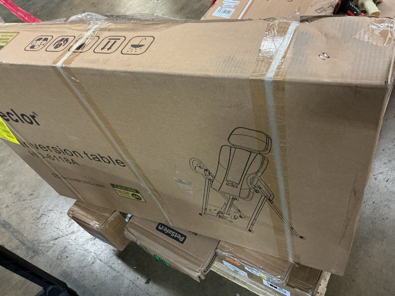 Condition photo showing New/Like New for teclor inversion table,advanced heat and massage function,strength training inversion table for back pain relief,heavy duty inversion table 350 lbs capacity with wider and thickened backrest orange/black