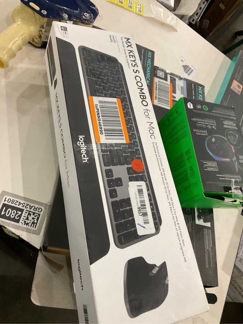 Condition photo showing New/Like New for Logitech MX Keys S Combo for Mac, Wireless Keyboard and Mouse with Palm Rest, Backlit Keyboard, Fast Scroll Wireless Mouse, Bluetooth USB C for MacBook Pro, MacBook Air, iMac, iPad - Space Grey Combo Full Size Space Grey