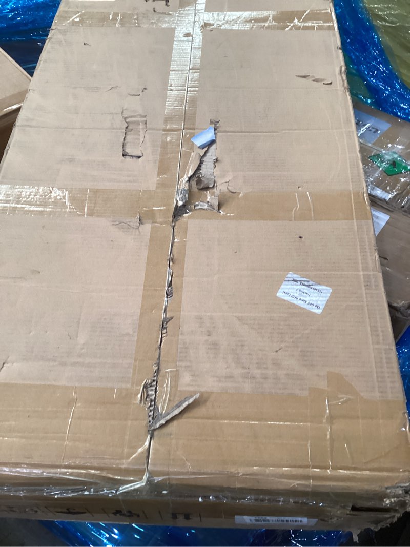 Condition photo showing As Is for LITTLE TREE 47-Inch Reception Desk with Counter, Black Front Desk Reception Room Table, Retail Counter for Checkout, Modern Welcome Desk for Lobby, Office, Beauty Salon 46.46" L x 19.69" W x 43.9" H Black