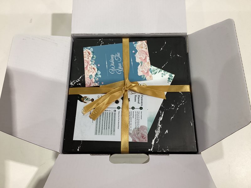 Condition photo showing New/Like New for Forevera Eternal Roses Box |16 Multi-Color Preserved| For Weddings Real Long Lasting Flowers Last For Over A Year | Marble Box | Gift For Woman | Valentine Mother’s Day Gift (Pink)