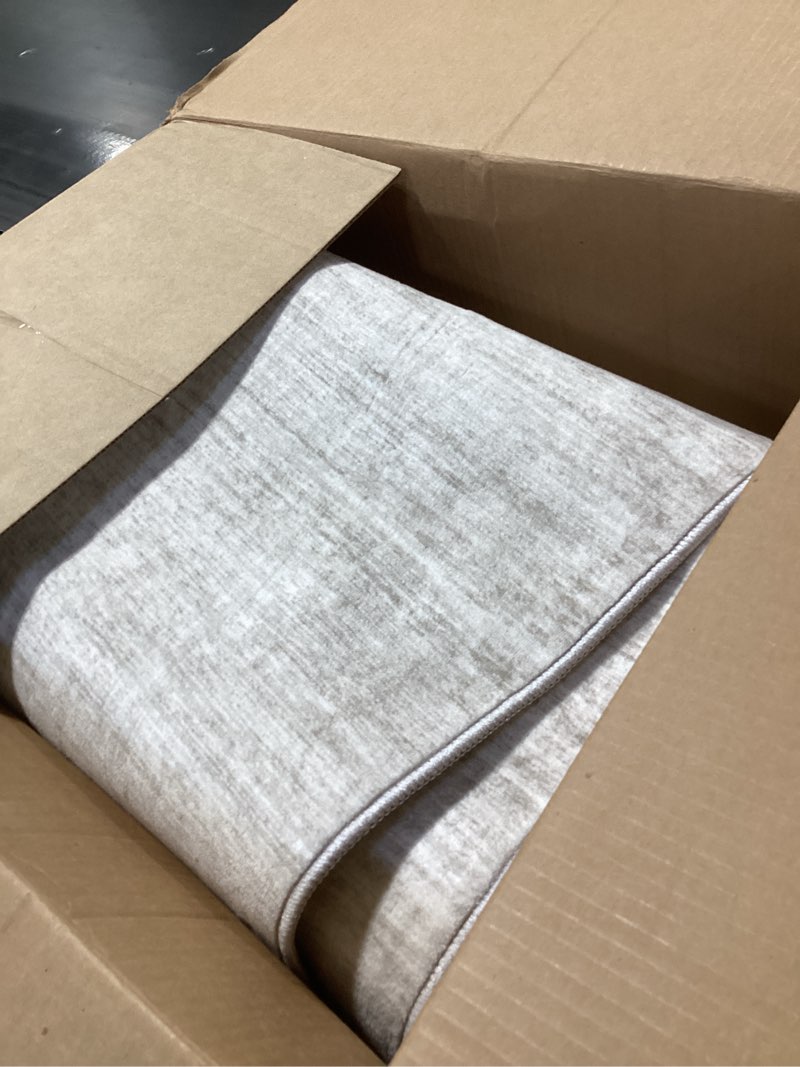 Condition photo showing As Is for Valenrug Washable Rugs 6x9 - Ultra Thin Stain Resistant 6x9 Rugs for Living Room, Non Slip Backing 0.25" Low Pile Rugs for Bedroom, Folable Machine Washable Area Rug (6x9, Beige) 01-beige 6' x 9' (Rectangular)