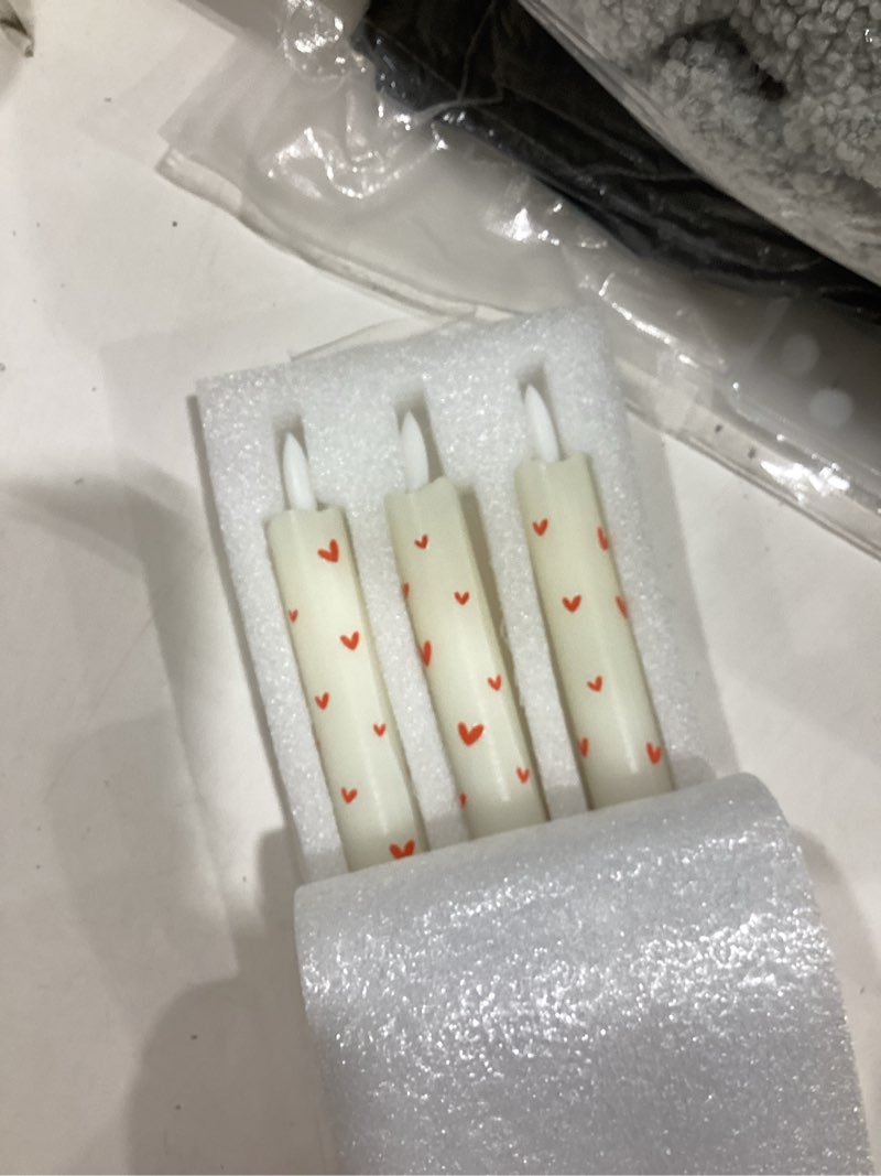 Condition photo showing Good Condition for JOIONE Rose Flameless Taper Battery Operated Candles, Valentines Day LED Pink Flower Flickering Candles with Remote, 3-Pack Real Wax Fake Candle, Spring Romantic Love Decor for Wedding Pink Rose