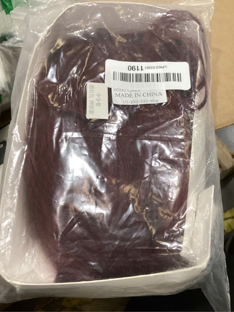 Condition photo showing New/Like New for lace front wigs 26 inch 13x4 hd pre plucked density body wave lace frontal wigs heat resistant synthetic fiber human hair wine red long wavy glueless wig for women