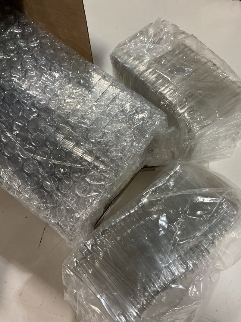 Condition photo showing Good Condition for 100 pack 5oz plastic dessert cups with lids and spoons, mini clear yogurt parfait cups, small dessert shooter serving cups, square appetizer cups for fruit pudding ice cream tasting party supplies