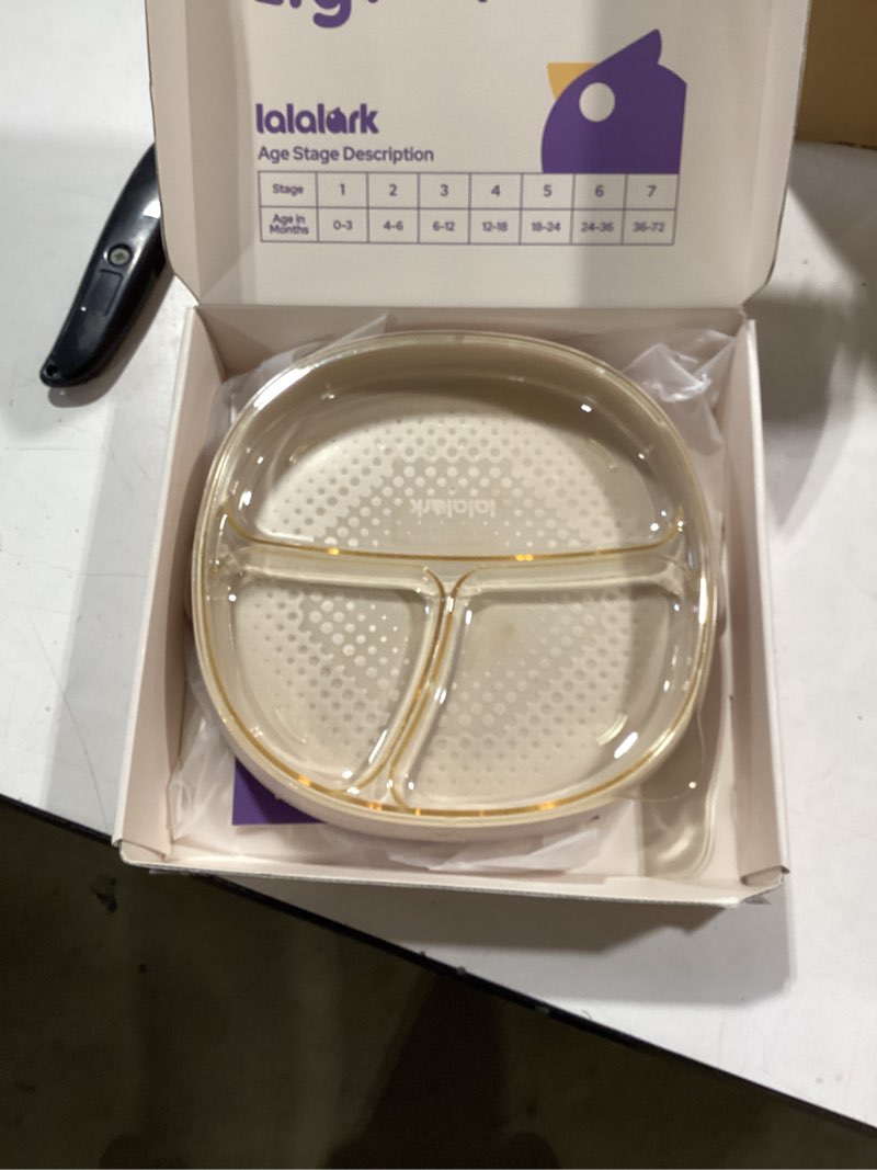 Condition photo showing Good Condition for lalalark 3-in-1 baby suction plates - premium bottle-grade ppsu toddler plates, stage-based design silicone divided dishes for self-feeding, microplastic-free & bpa-free, microwave dishwasher safe oat milk 2 plates