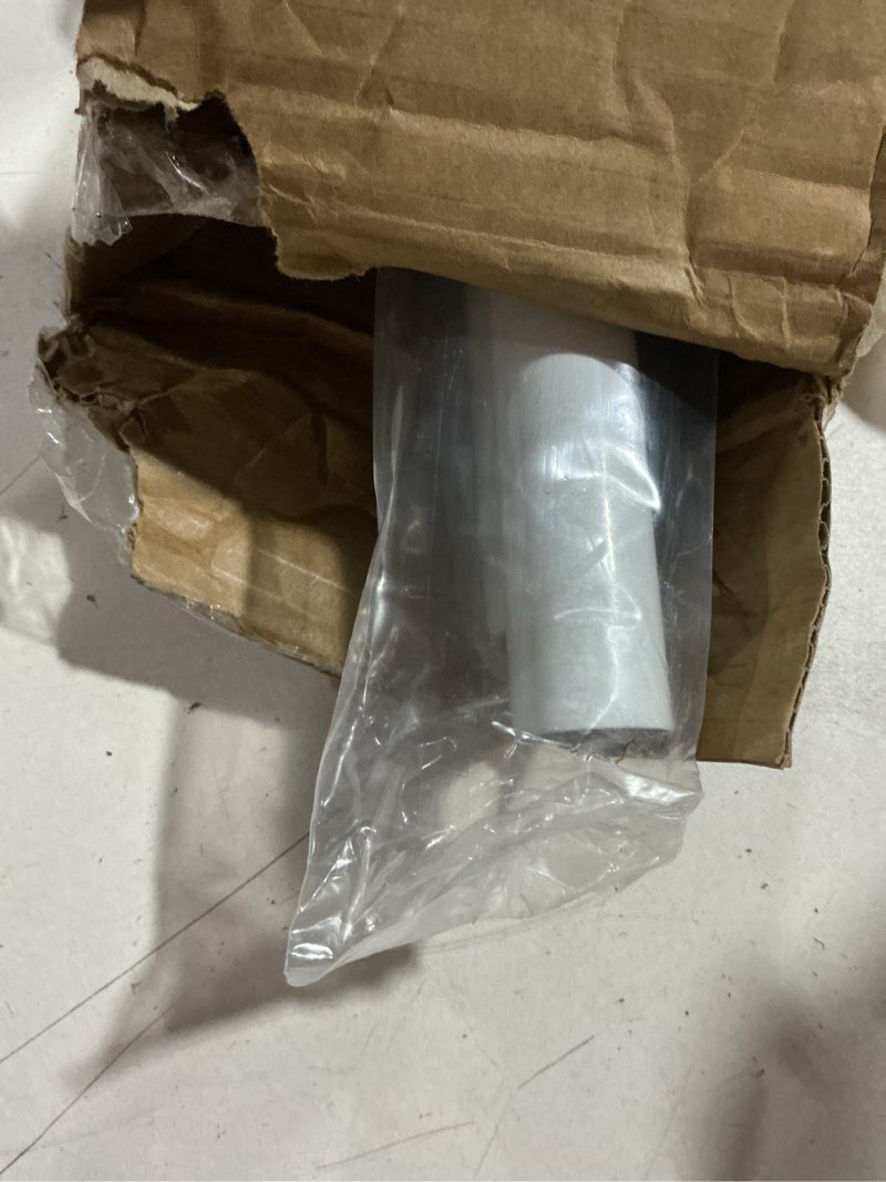 Condition photo showing As Is for curved shower curtain rod for bathroom 38-72 inches, adjustable length, curved shower rod, 0.9mm thickness, round shower curtain rods, rotate bracket for large shower space, need drilling, white