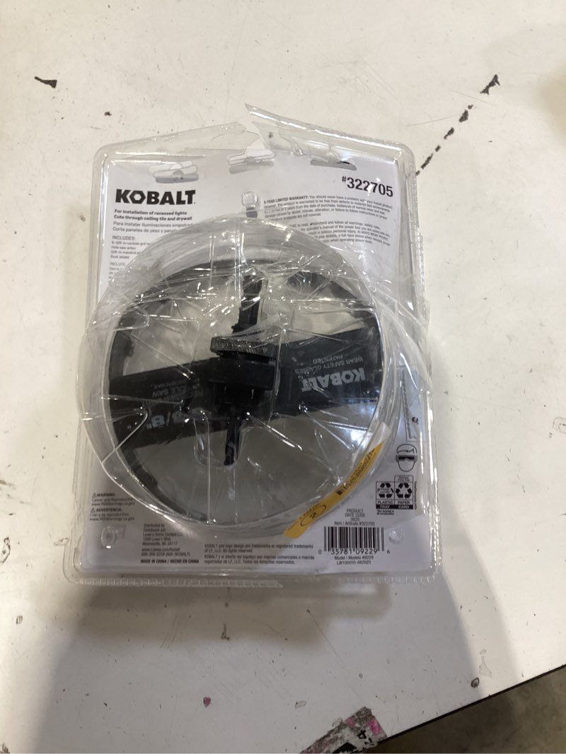 Condition photo showing As Is for kobalt 6-3/8-in carbide-grit arbored recessed lighting hole saw