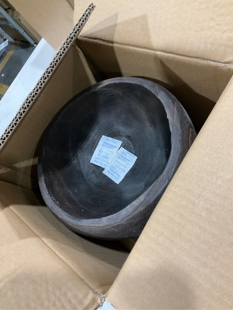 Condition photo showing Good Condition for Creative Co-Op Rustic Paulownia Footed Wood Bowl, Charred Brown