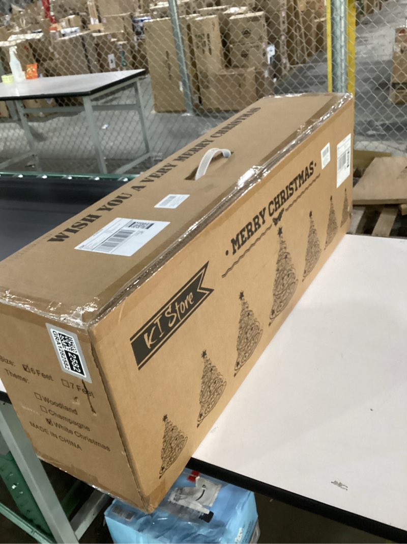 Condition photo showing New/Like New for KI Store 6ft White Christmas Tree with Ornaments and Lights All-in-ONE Completed Christmas Tree Set Including 6 Feet Full Tree, Ornaments, LED String Lights with Remote and Timer White and Blue