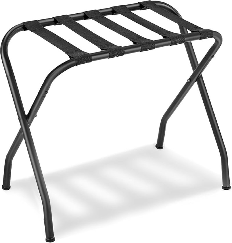 songmics luggage rack, luggage rack for guest room, suitcase stand, steel frame, foldable, for bedroom, black urlr64b