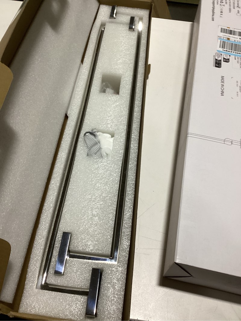 Condition photo showing New/Like New for LANC Bath Towel Bars Chrome Polished 2 Pack 24-Inch Bathroom Towel Rail Square Towel Racks Kitchen Towel Holders Stainless Steel Wall Mount Silver Towel Hanger Towel Rods,A8804-6CP 2 Pack 24" Chrome Polished