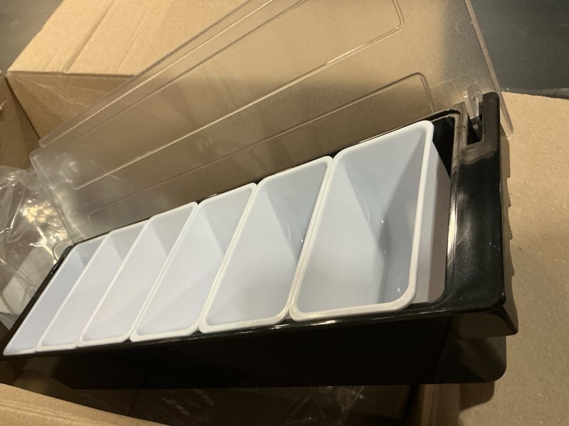 Condition photo showing Good Condition for zhehao 2 pieces ice cooled condiment serving container chilled garnish tray with lid fruit veggie condiment caddy plastic condiment server tray organizer for ice cream salad bar home restaurant