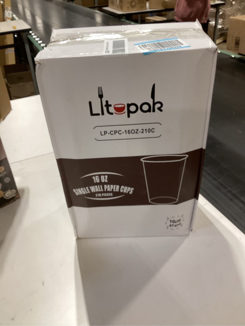 Condition photo showing New/Like New for LITOPAK 210 Pack 16 oz Paper Cups, Brown Disposable Hot Coffee Cups for Party, Picnic, Travel, and Events Brown&16oz