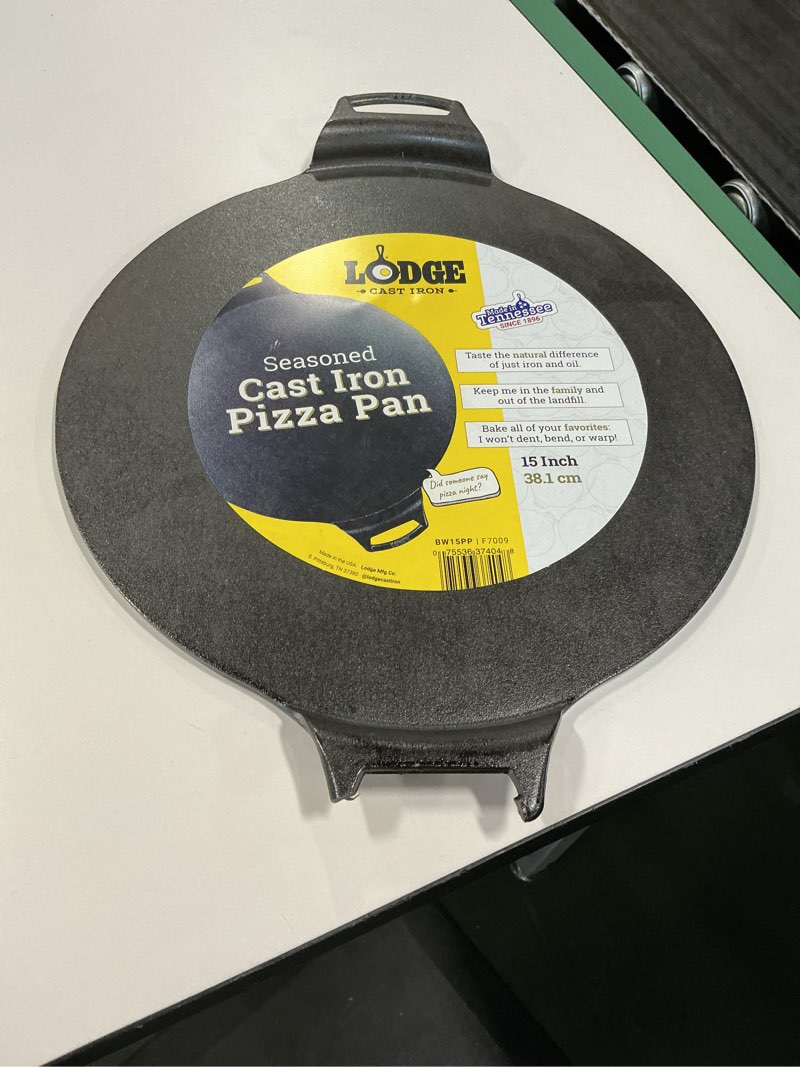 Condition photo showing As Is for Lodge Cast Iron Pizza Pan, 15 inch