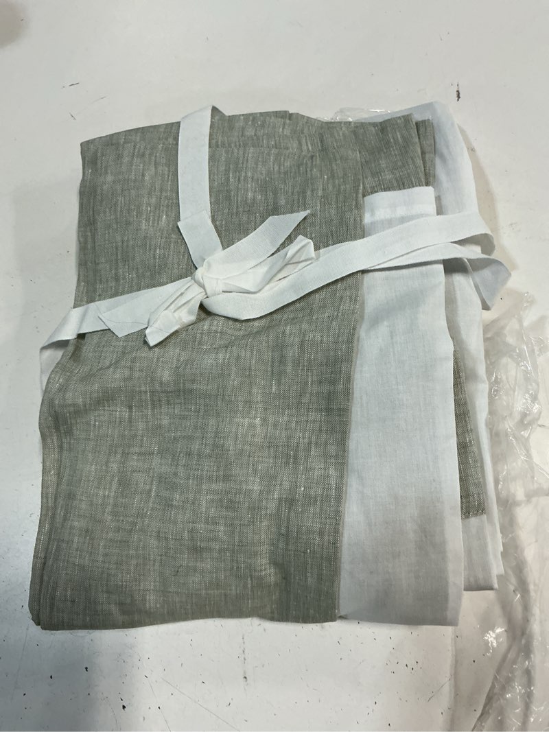 Condition photo showing Good Condition for quince european linen curtain, 48x84, sage single panel