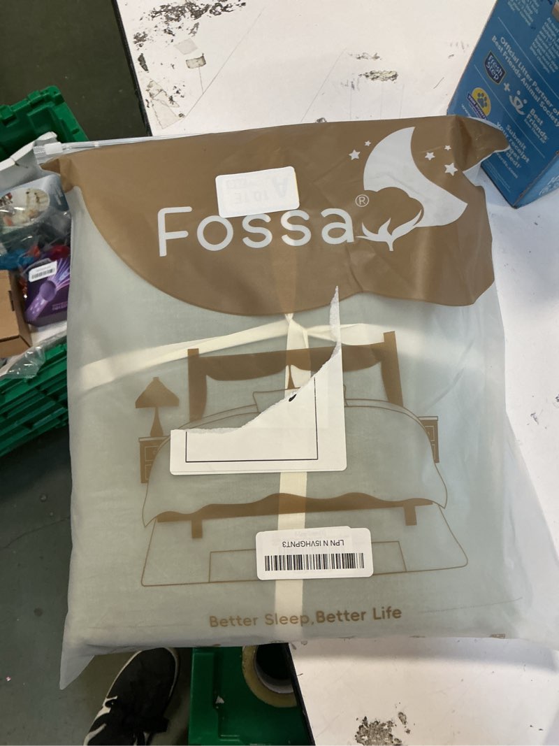 FOSSA Duvet Cover Set 100% Washed Cotton Linen Feel Super Soft Breathable Cozy 3 Pieces Bedding Sets