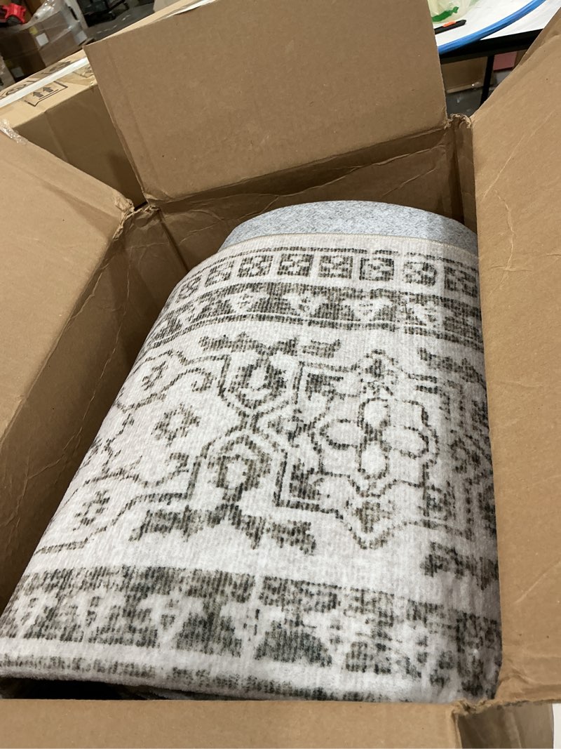 Condition photo showing As Is for 5x7 area rugs living room rug: washable vintage boho rug no slip stain resistant soft carpet indoor floor floral large carpets for bedroom dining room farmhouse nursery hallway home office beige beige 5' x 7' (rectangular)