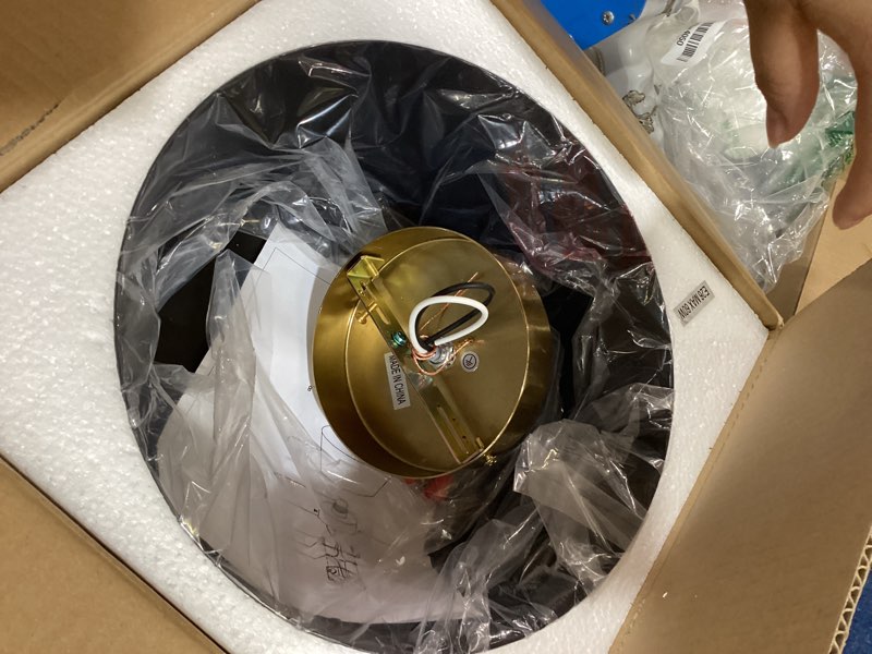 Condition photo showing Good Condition for ceiling light fixture, hallway ceiling light with gold plate and matte black shade, modern simple style porch light fixtures semi flush mount (black)