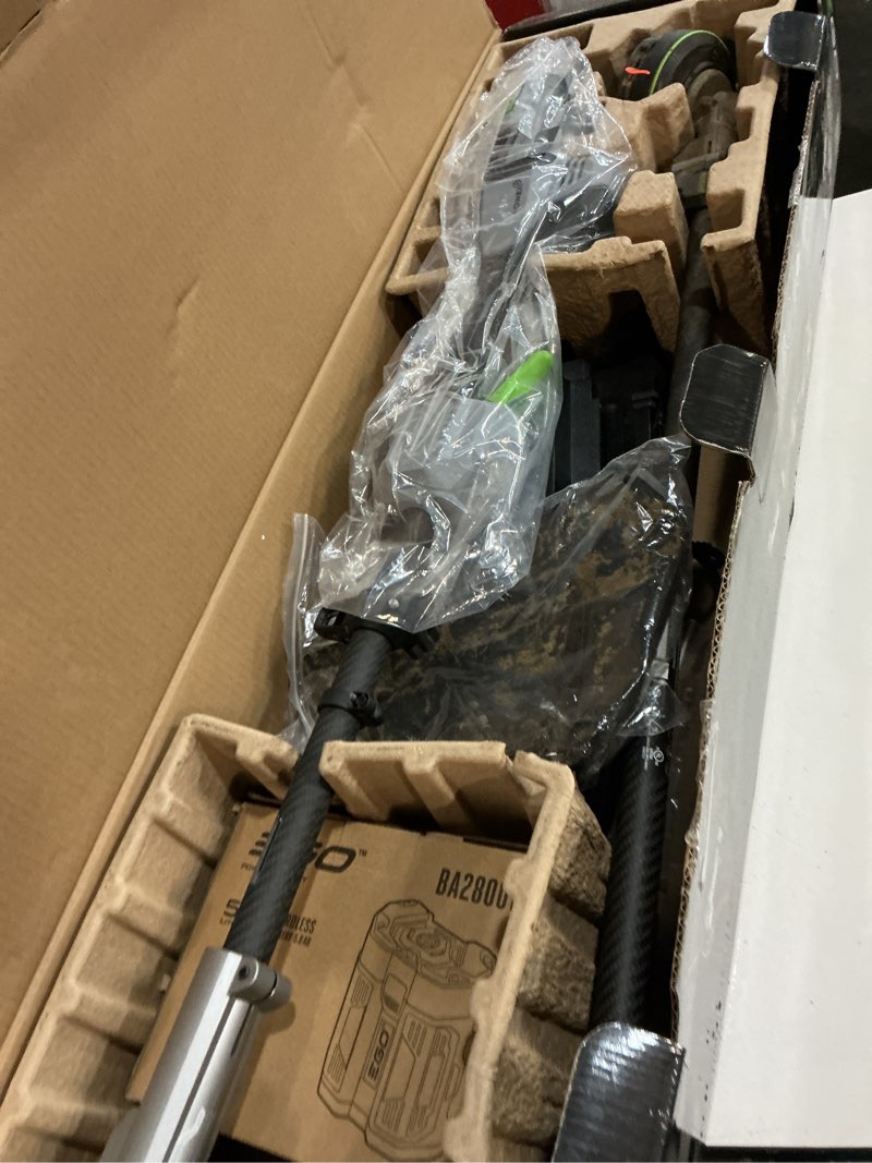 Condition photo showing As Is for ego power+ multi-head system with line iq, powerload 56-volt 17-in straight shaft attachment capable battery string trimmer edger conversion capable 5 ah (battery included) (charger included)