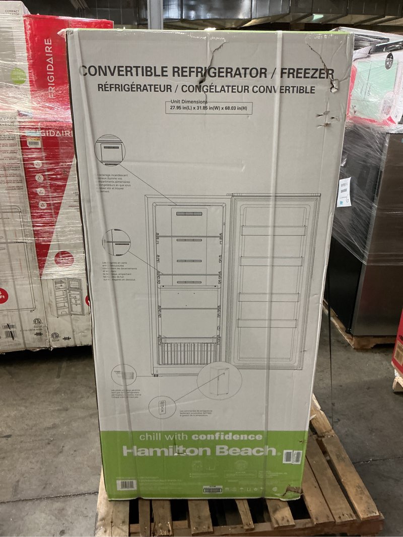 Condition photo showing Good Condition for Hamilton Beach 17 cu. ft. Convertible Freezer Refrigerator  Upright Fridge Freezer with Electronic Temperature Control  Energy Efficient White Convertible Fridge - HBFRF1798  White
