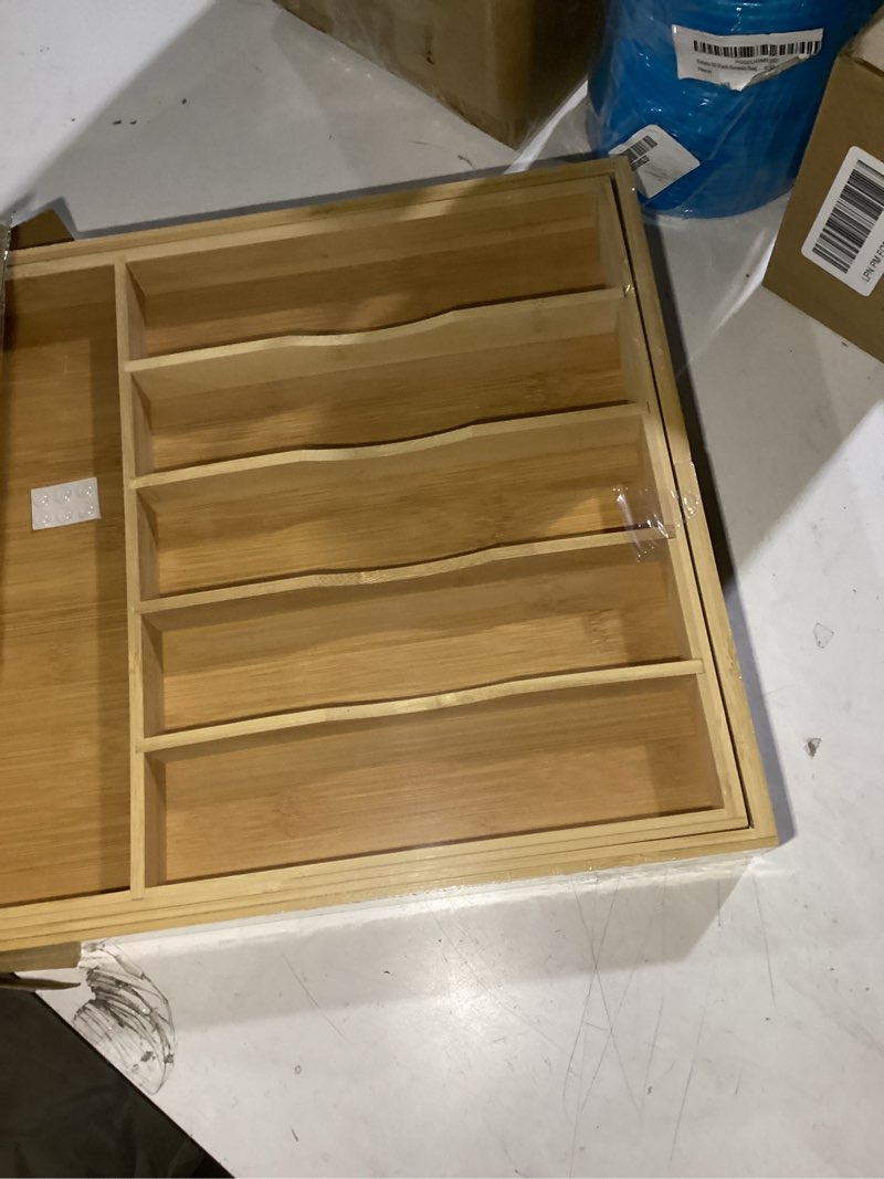 Condition photo showing New/Like New for Bellsal Large Premium Bamboo Silverware Organizer - Expandable Utensil Drawer Organizer - 17"x19.6" Utensil Holder and Cutlery Tray with Grooved for Kitchen Flatware and Utensils Mother's Day Gift Nature 9 Slots Expandable