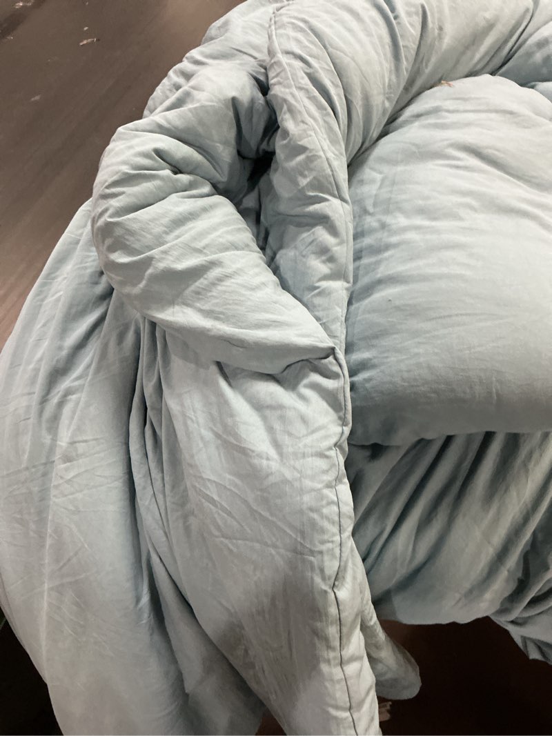 Condition photo showing As Is for Bedsure Super King Plus Comforter Set, Dusty Blue Soft Prewashed Bedding for All Seasons, 3 Pieces GentleSoft™ Bed Set, 1 Lightweight Comforter (128"x120") and 2 Pillowcases (20"x36") Super King Plus(128"x120") 15 - Dusty Blue