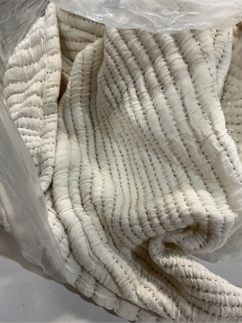 Condition photo showing As Is for organic cotton channel stitch coverlet, full/queen, undyed