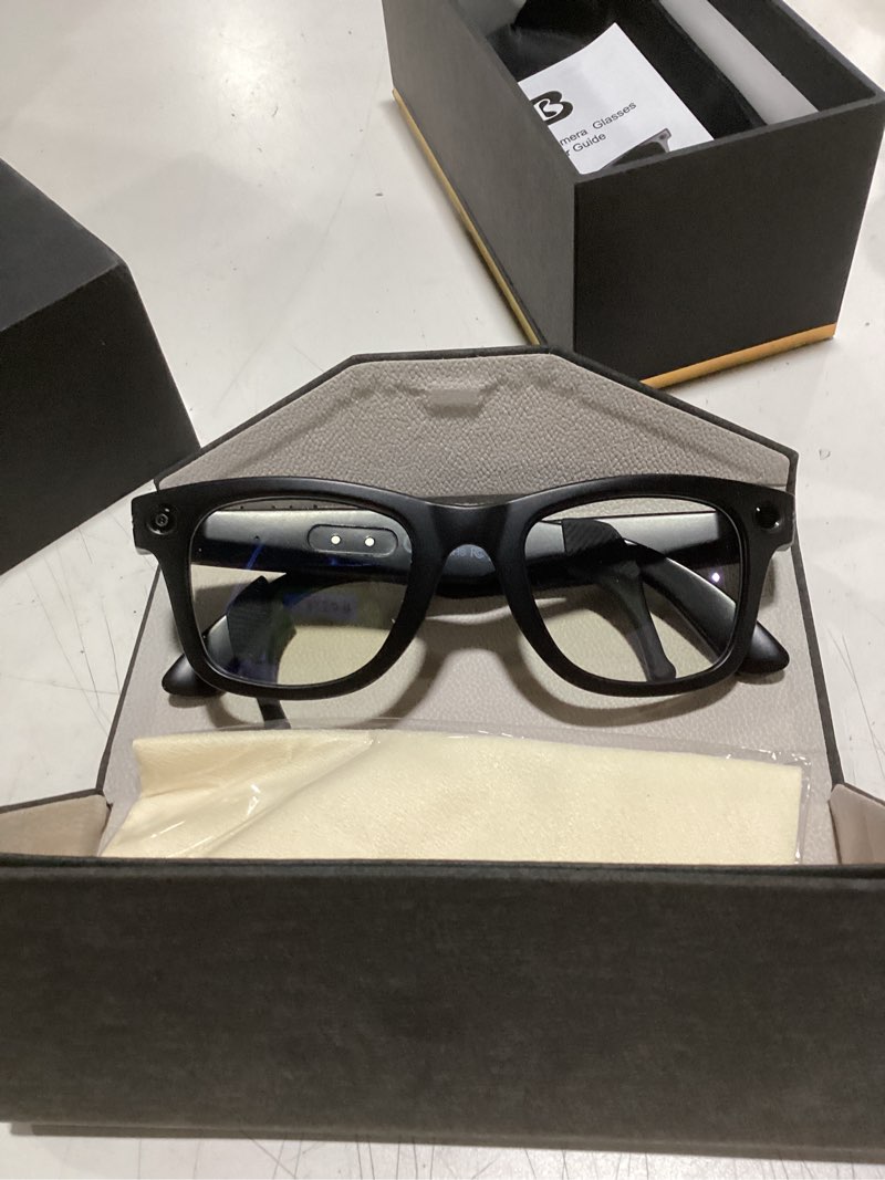 Condition photo showing Good Condition for ai smart glasses with camera and bluetooth,8mp 2k hd camera glasses,ai voice control,ai photo recognition and translation,smart anti-blue light glasses,ip67 waterproof for driving,outdoor,+2 lenses. anti blue light lenses/black